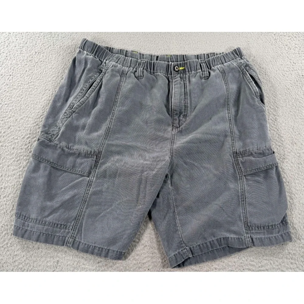 Tommy Bahama Relax Shorts Men Large Gray Drawstring Waist Cargo Pockets Mid Rise